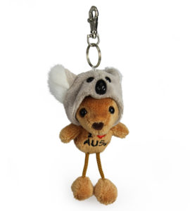 Kangaroo in Koala Hat Plush Keyring