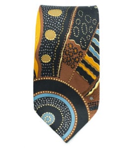 Australian Made Kangaroo Story Yellow Outstations Tie