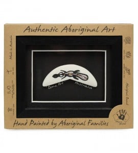 Australian Made Aboriginal Framed Bone Art Boomerang