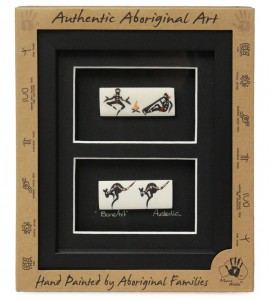 Australian Made Aboriginal Framed Bone Art Twin