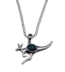 Australian Made Silver Opal Kangaroo Necklace