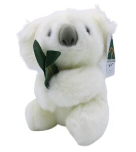 Australian Made White Koala with Eucalyptus Leaf Plush Toy 20cm