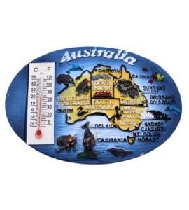 Australia Map with Thermometer Resin Magnet